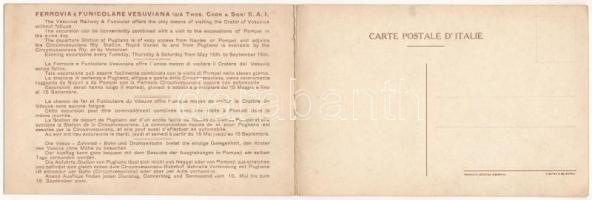 Naples, Napoli; Il Vesuvio e la Ferrovia e la Funicolare Vesuviana / Mount Vesuvius with Railway and...