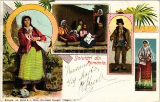 1901 Salutari din Romania / Greetings from Romania, folklore. Edit. Ad. Maier &amp; D. Stern. Art Nouveau, floral (EK)