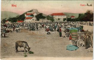 1910 Sinj, Signo, Sign, Zein; Pazar / piac / market - ferdén vágott / slant cut (fl)