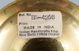 Indiai réz karaffaváza, jelzett, m: 20 cm