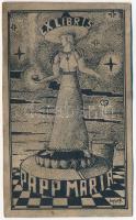 Lajos Ferenc (1912-1998): Ex libris Papp Mária (ex libris terv). Tus, papír, jelzett. 10x6 cm