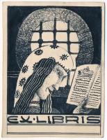 Ex libris terv. Tus, papír, jelzés nélkül. 10,5x8 cm