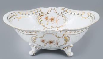 Hollóházi virágmintás kínáló, jelzett, hibátlan, 25x19x10 cm