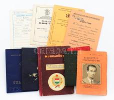 10 db vegyes okmány, közte a Vörös Hadsereg parancsnoksága által kiállított, magyar-orosz kétnyelvű igazolvány (1945); Rákospalota város légoltalmi parancsnoka által kiállított igazolvány (1944); magyar útlevél; stb.
