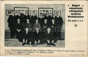 Angol vasutasok válogatott futball csapata Budapesten 1912. május 5-én London Railway A. Association - Törekvés Sportegyesület, Wiener Amateur FC - Ferencvárosi TC. Május 8-án Angol vasutasok csapata - Ferencvárosi TC (FTC, Fradi), focisták / English railwaymen's national football team in Budapest in 1912, football players (fa)