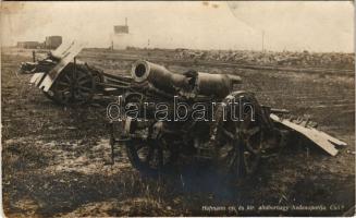 Cső? Hofmann cs. és kir. altábornagy hadcsoportja. Hadifénykép Kiállítás / WWI Austro-Hungarian K.u.K. military, destroyed cannons (EK)