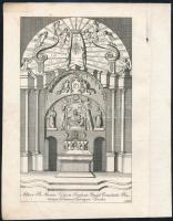 1836 A máriagyűdi kegytemplom oltára (Altare B. Mariae Virg. in Ecclesia Gyűd, Comitatu Baranya, Dioecesi Quinque Eccles). Rézmetszet, papír, 18,5x11 cm. [In: Jordánszky Elek: Magyar országban 's az ahoz tartozó részekben lévő Bóldogságos Szűz Mária kegyelem' képeinek rövid leírása. Pozsony, 1836.]