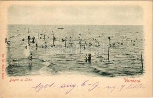 1901 Venezia, Venice; Bagni di Lido. Ferd. Gobbato / bathers, beach (EK)