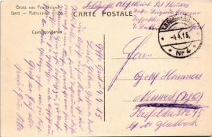 1915 Ghent, Gent, Gand; Gruss aus Feindesland, Rathskeller / WWI military, town hall restaurant + &q...