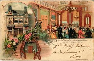 1902 Namur, Namen; Une des Salles du Cercle International de Namur / casino, hall, interior. Art Nouveau, floral, litho (EB)