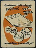 1954 Országos Takarékpénztár (OTP) fém kártyanaptár, 9,5x7 cm