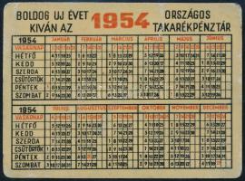 1954 Országos Takarékpénztár (OTP) fém kártyanaptár, 9,5x7 cm