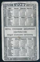 1927 Royal Exchange Assurance Corporation Angol biztosító társaság fém kártyanaptár, kis hibákkal, 7...