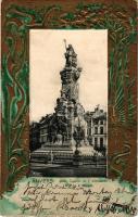 1904 Antwerpen, Anvers; Mon. Comm. de l'Affrancht de l'Escaut / monument. Art Nouveau, golden Emb. frame (EB)