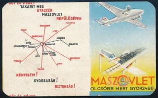 1950 Maszovlet (Magyar-Szovjet Polgári Légiforgalmi Rt.) kártyanaptár
