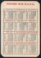 1949 BUÉK - The Jolly Joker, Piatnik kártyanaptár, 9x6,5 cm