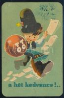 1957 Totó ,,a hét kedvence!..." kártyanaptár, néhány tollas feljegyzéssel