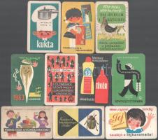 1961-1966 Étkezés, háztartás témájú kártyanaptárak (Cukorgyár, Földművesszövetkezet, stb.), 10 db
