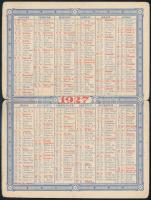 1927 Az Est napilap kinyitható kártyanaptára, hátoldalán korona-pengő átváltási táblázattal, Bp., Uj...