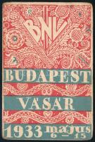 1933 Budapesti Nemzetközi Vásár (BNV) dekoratív, népies motívumokkal díszített, kinyitható kártyanaptára, Bp., Athenaeum-ny., kissé viseltes állapotban, kinyitva: 11,5x15 cm