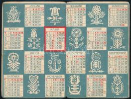 1933 Budapesti Nemzetközi Vásár (BNV) dekoratív, népies motívumokkal díszített, kinyitható kártyanap...