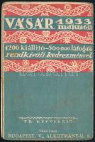 1933 Budapesti Nemzetközi Vásár (BNV) dekoratív, népies motívumokkal díszített, kinyitható kártyanap...