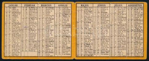 1931 Központi Sajtóvállalat R.T. (Nemzeti Ujság, Uj Nemzedék) reklámos kártyanaptár, kinyitható, kis...