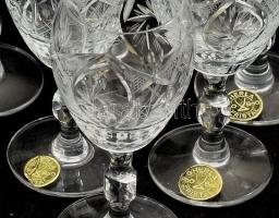 Gherla ólomkristály italos szett, kiöntő m: 35 cm, 6 darab pohárral m: 13 cm, jelzett, hibátlan