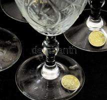 Gherla ólomkristály boros szett, kiöntő m: 38 cm, 6 darab pohárral m: 17 cm, jelzett, egy minimális ...