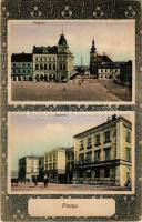 1917 Prerov, Prerau; Ringplatz, Kaserne / market square, shops, K.u.K. military barracks. Art Nouveau frame