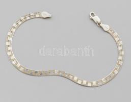 Ezüst (Ag) meandermintás lapos kígyó karkötő, h: 21cm, jelzett, nettó 5g