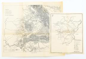 2 db térkép: Erdély tájai, 37x39 cm + Békés megye vártúra-útvonalai, 28x21,5 cm