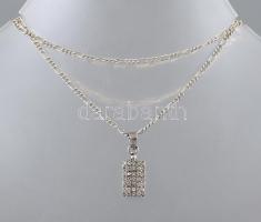 Ezüst (Ag) figaro nyaklánc h:50cm, sokköves medállal, jelzett, bruttó 7,5g