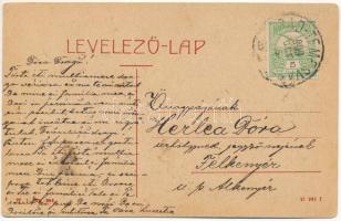 1909 Vinga, Piac tér, római katolikus templom, Szentháromság szobor. W. L. Bp. 202. / square, church...