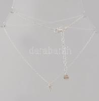 Ezüst (Ag) ankerszemes nyaklánc h. 40cm, köves kereszt medállal, jelzett, bruttó 1,8g