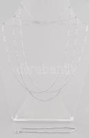 Ezüst (Ag) háromszálas golyós-pálcikás nyaklánc h: 40cm + egyszálas karkötő h: 18cm, jelzett, nettó 11,3g