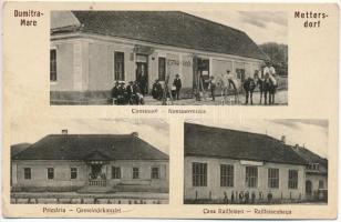 Nagydemeter, Dumitra Mare, Mettersdorf; Consumul, Primaria, Casa Raiffeisen / Konsumverein, Gemeindekanzlei / Raiffeisenhaus / Fogyasztási szövetkezet, étterem, Raiffeisen ház, községháza / cooperative shop, restaurant, villa, town hall (EB)