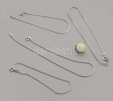 5 darab ezüst (Ag) ékszer: Glamour stílusú medál, színes kövekkel kirakva + kígyó bokalánc és karkötő h:18-26 cm + mikroglídes bokalánc és karkötő, h: 19 és 22-25 cm, mind jelzett, bruttó 8,5g