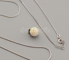 5 darab ezüst (Ag) ékszer: Glamour stílusú medál, színes kövekkel kirakva + kígyó bokalánc és karköt...