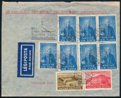 1939 Légi levél 9 db bélyeggel Dél-Afrikába / Airmail cover to South Africa