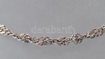 Ezüst (Ag) csavart-fonott nyaklánc, h: 49cm, jelzett, nettó 6,7g