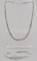 Ezüst (Ag) 12 szálas nyaklánc h: 42cm és karkötő h: 19 cm, jelzett, nettó 28g