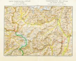 Az Ortler hegy (Dél-Tirol / Südtirol) turistatérképe, Merano, S. Pötzelberger, lapszéli sérüléssel, 30x39 cm