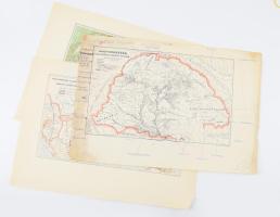 3 db régi Magyarország-térkép, az egyiken kézzel írt feljegyzésekkel, változó állapotban (részben kissé sérült, foltos), 25x36 cm körül. Gergely Endre (1883-1942) kartográfus, történész, m. kir. csendőr százados hagyatékából.