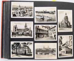 Külföldi utazásokról összegyűjtött fotók, képeslapok gyűjteménye (Lengyelország, Magas-Tátra, Románia - Bukarest, Arad, Nagybánya, stb.), több mint 100 db, albumba beragasztva, 25x35x3 cm