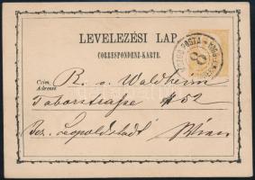 1875 2kr díjjegyes levelezőlap / PS-card "MOZGÓ POSTA / PRAGERHOF-BUDA"