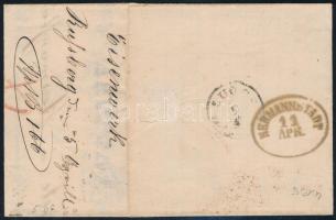 1864 2 x 5kr számlalevélen, 1 1/4L, 15kr portóval, 5kr okmánybélyeggel "RUSZKBERG" - Herma...