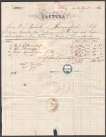 1864 2 x 5kr számlalevélen, 1 1/4L, 15kr portóval, 5kr okmánybélyeggel "RUSZKBERG" - Herma...