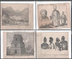 19 db litográfia, világutazó könyvéből. Érdekes, főleg ázsiai, távol-keleti képek: Baskíria, Szumátr...