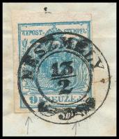 ~1855 9kr HP I. több látványos lemezhibával "NESZMÉLY", piros "WIEN" érkezési bé...